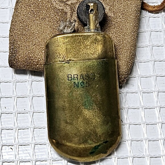 Vintage RJR RJ Reynolds Tobacco Brass #5 Camel Lighter in Suede Drawstring Bag - Picture 5 of 10